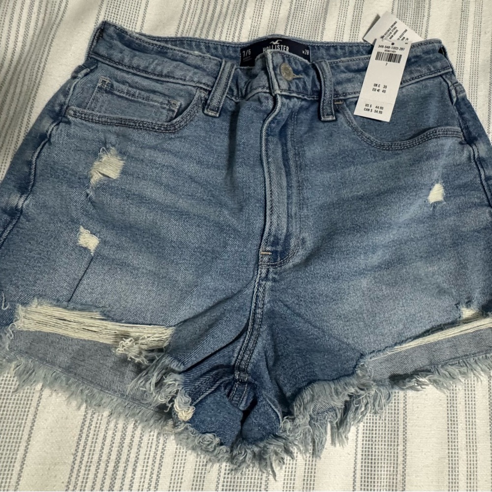 Hollister Light Blue Distressed Jean Shorts